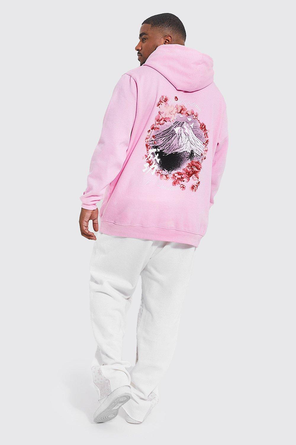 Plus Hoodie mit Cherry Blossom Fuji Print